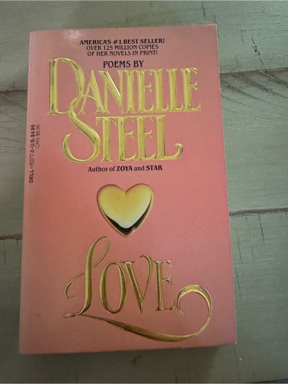 Danielle Steel Love Paperback — Pink Cover with Gold Accents